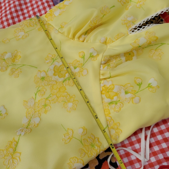Vintage 1960's/70's Yellow Floral Halter Dress XS - Picture 3 of 16